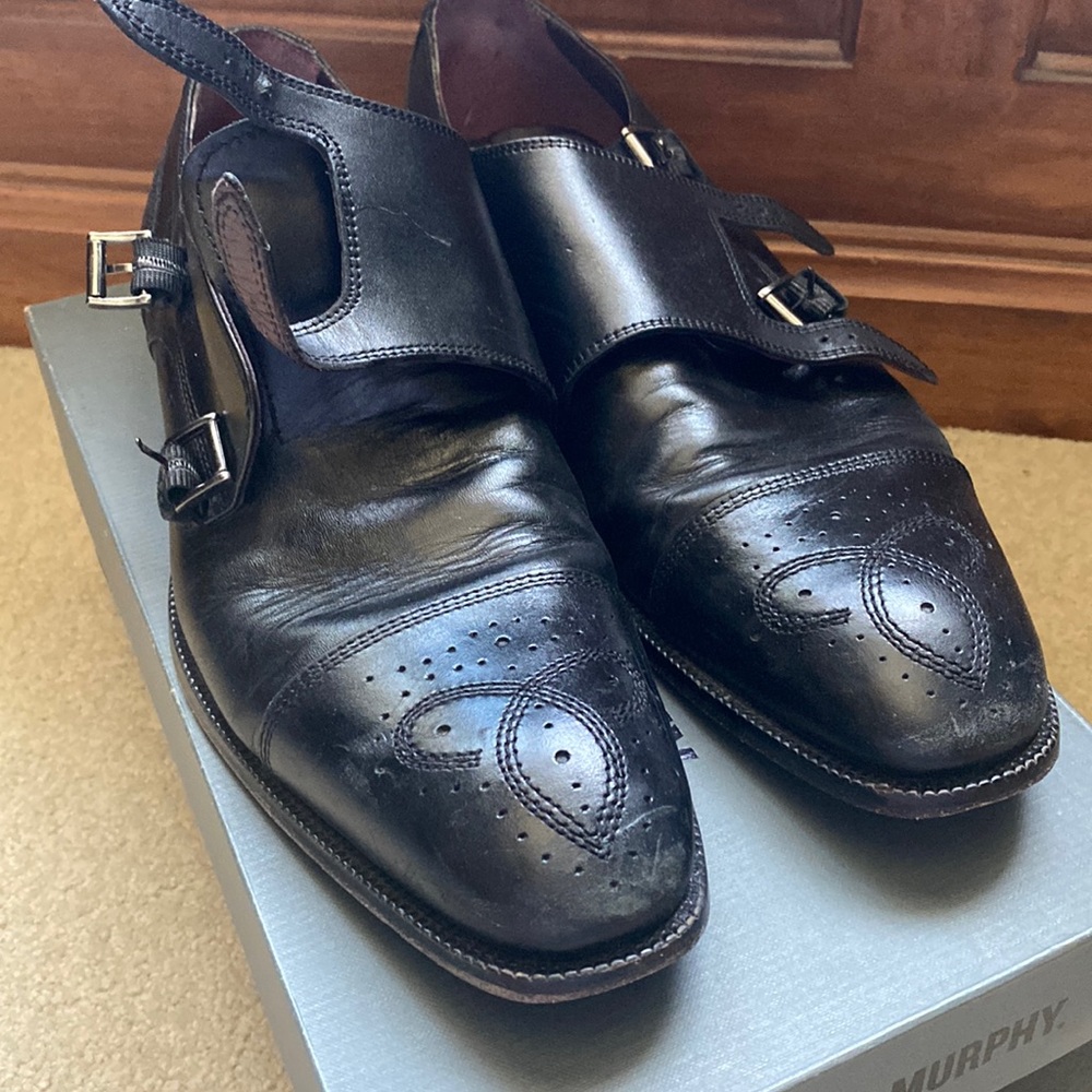 Johnston & Murphy black monk strap